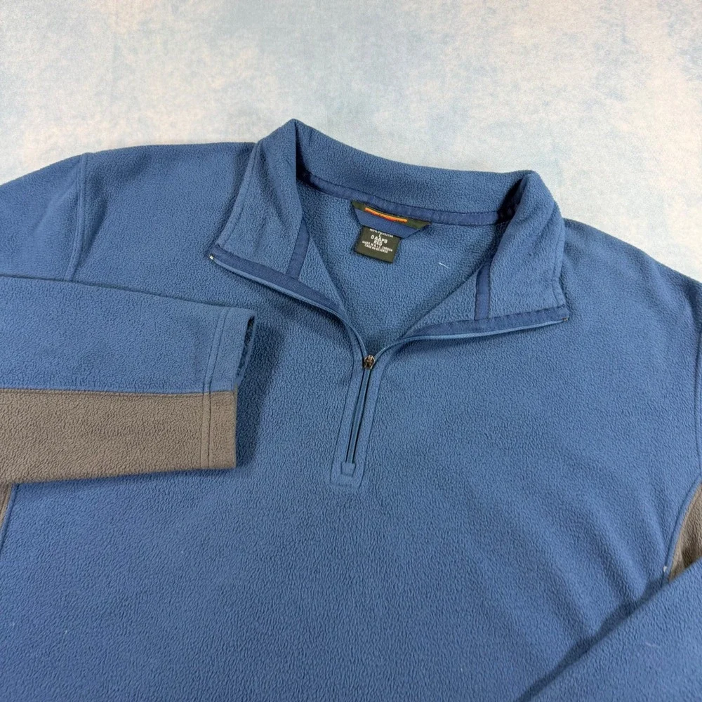 LL Bean Fleece Pullover Mens Large Blue Excellent Quarter Zip 0AAP8